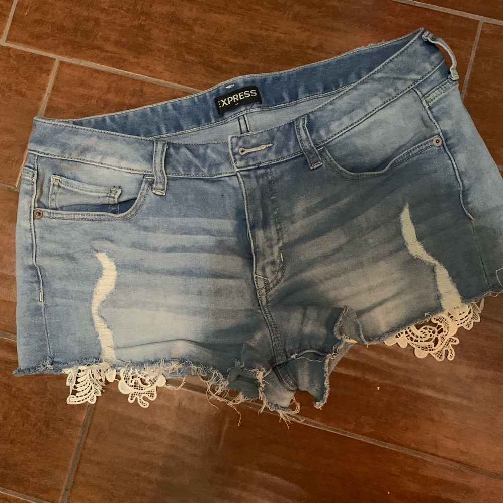 Express Denim shorts with lace size 10